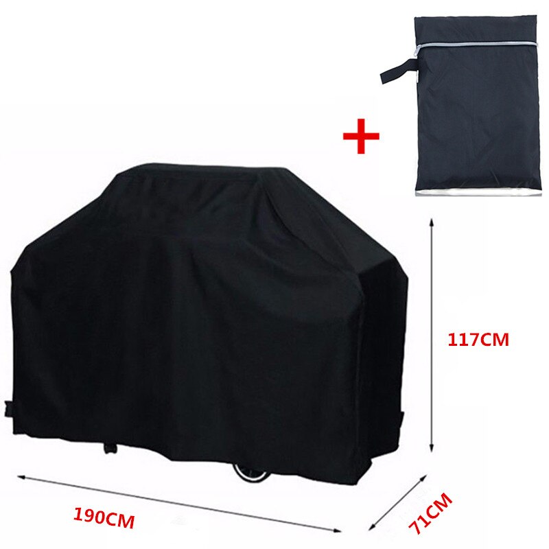 Zwart Waterdichte Bbq Cover Zware Bbq Accessoires Grill Cover Regen Anti Stofkap Regen Gas Houtskool Elektrische Barbeque Deksel: 190x71x117cm