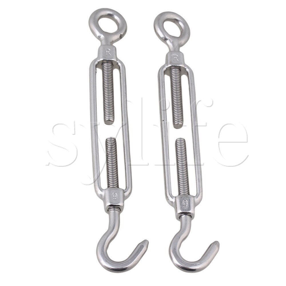 Adjust Chain Rigging Hook &amp; Eye Turnbuckle M6 304 Stainless Steel Pack of 2