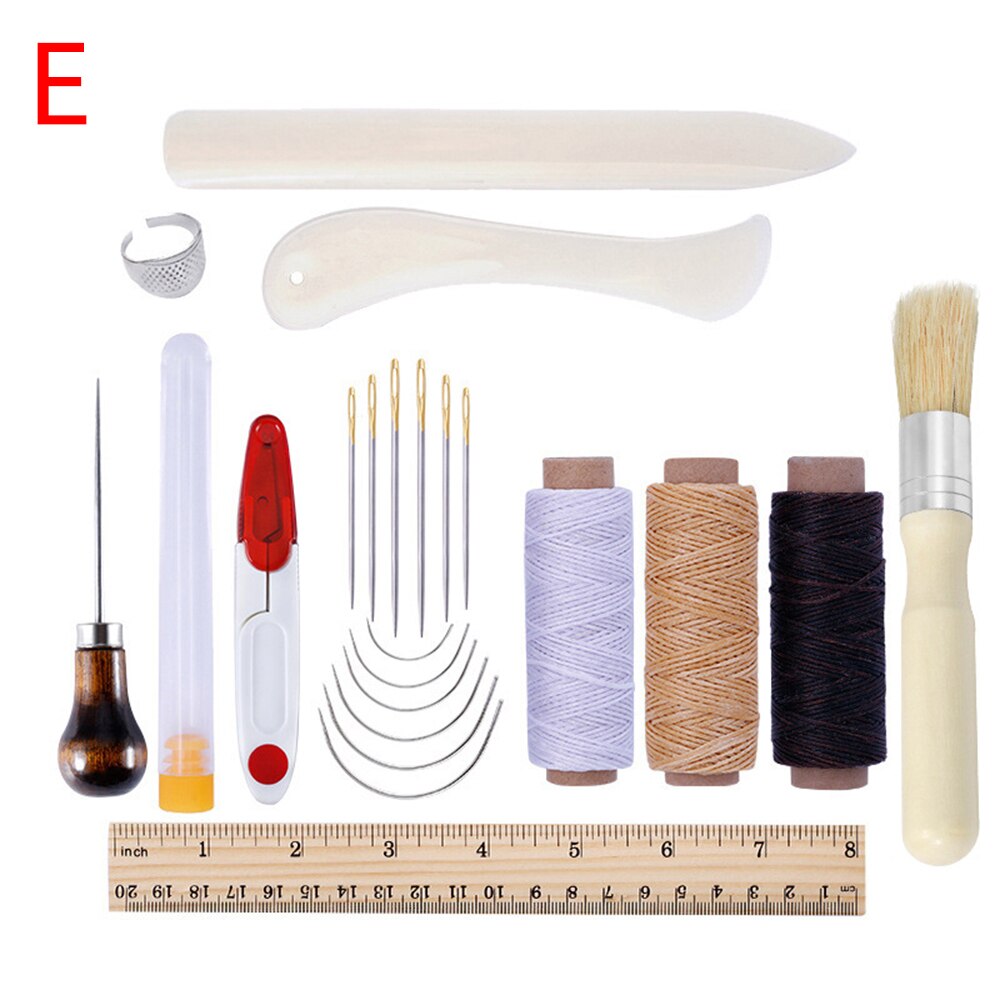Bogbinding kit startværktøj sæt knogle mappe papir krøller vokset tråd el storåle nåle til diy bogbinding: Stil e