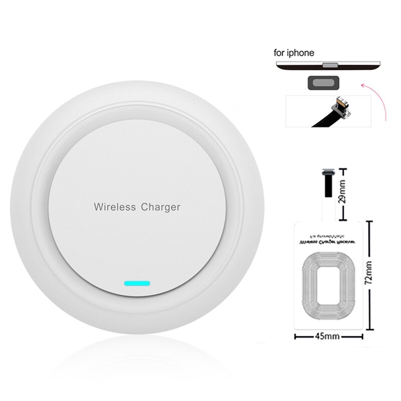 Qi Wireless Charger Pad & Receiver 10W Fast Charging For Samsung S20 S10 iPhone 11 Pro Xs Max X 8 Plus Wireless Quick Charge Set: White For iphone 5 6