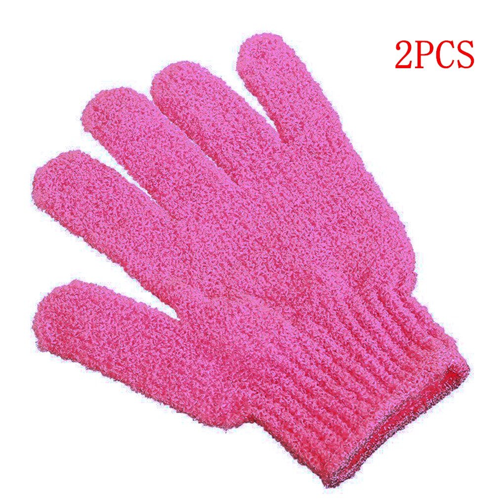 1Pc/2Pcs Douche Scrub Handschoenen Exfoliërende Terug Stroefheid Body Massage Spons Wassen Huid Hydraterende Spa Bad handschoen: 2PCS Rose Red