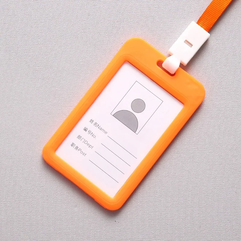 Color ID Card Holder Lanyard Badge Holder Name Id entification Sleeve Dual Clear Business Exhibit Office school strap Neck Hang: Rose Red