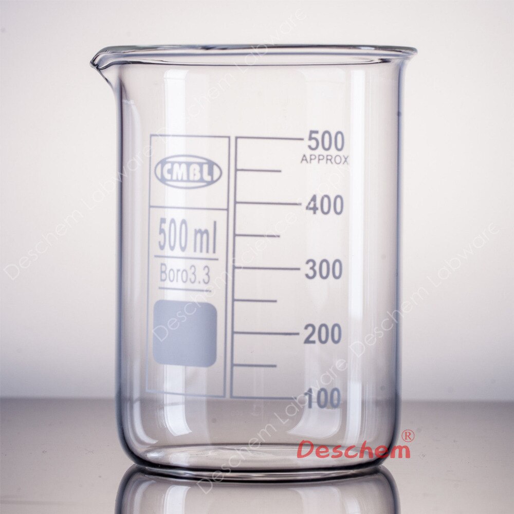 500ml,Glass Beaker Low Form Chemistry Lab Glassware