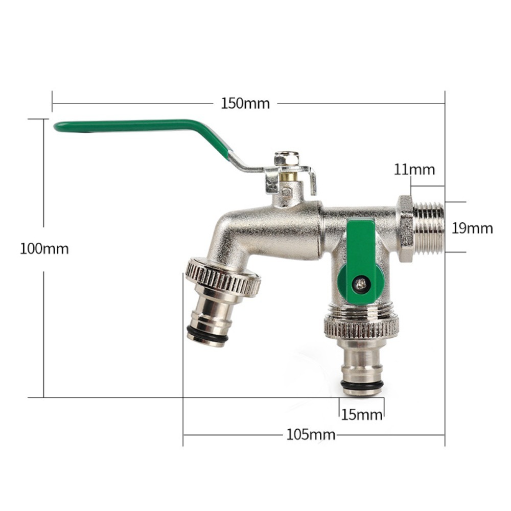 Joli de vanne d'arrosage de jardin à double tête, robinet d'évier en alliage fileté, accessoire de machine à laver