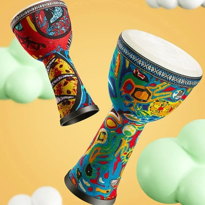 Tambour africain 8 pouces tambour djembé africain sculpté à la main en bois massif peau de chèvre Instrument de musique africain traditionnel