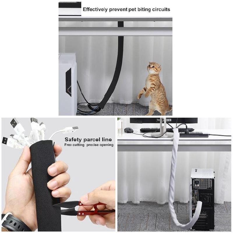 Neoprene Cable Cover Organizer Cord Storing Hiding Cable Sleeve for TV Computer DU55