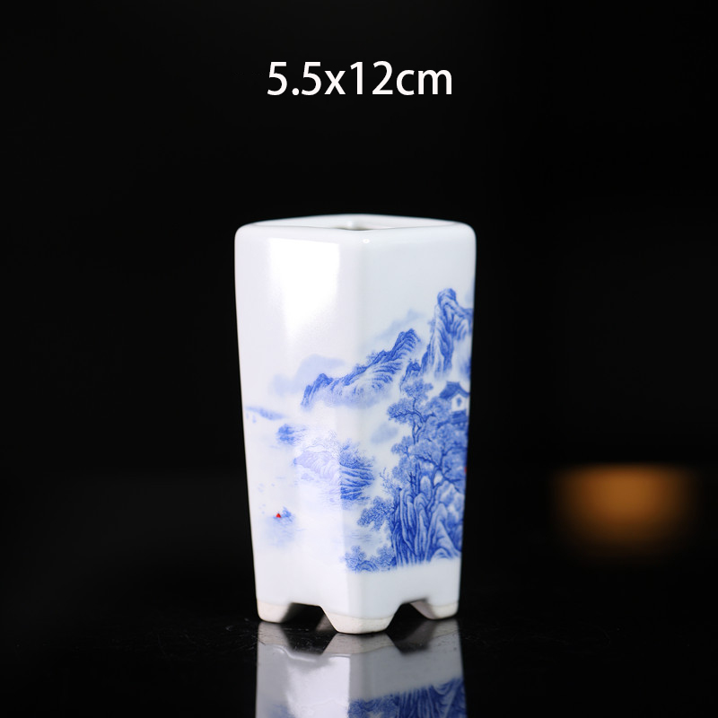 Kina yixing keramisk blomsterpotte innendørs dekorasjon kinesisk landskapsmaleri vase skrivebord pustende grønnsaker bonsaipotter: Multi