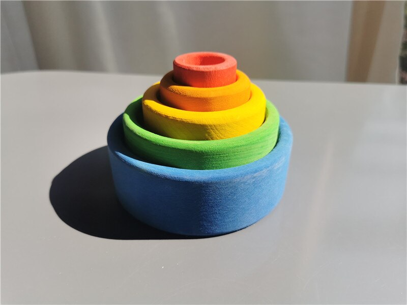 Baby Montessori Holz Spielzeug Regenbogen Verschachtelung Schalen Baswood 6 Schicht Bogen Hefter Blöcke Bäume: Sonnenuntergang Schüssel