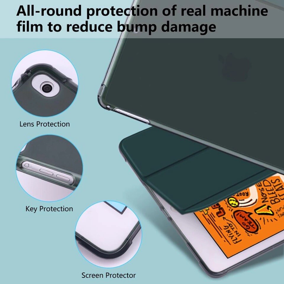 Taske til ipad 10.2 7th generation ultra slim læder taske stander smart cover til ipad mini 5 air 3 smart tpu cover