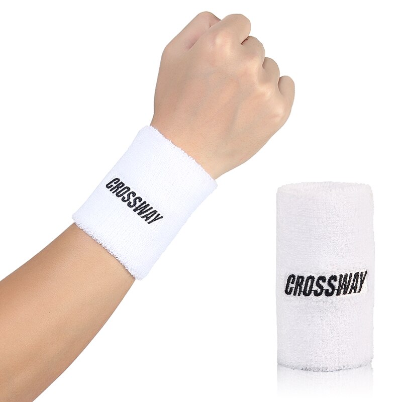 CROSSWAY-muñequera deportiva Unisex, muñequera deportiva de algodón con absorción de sudor para el brazo y la muñeca: white