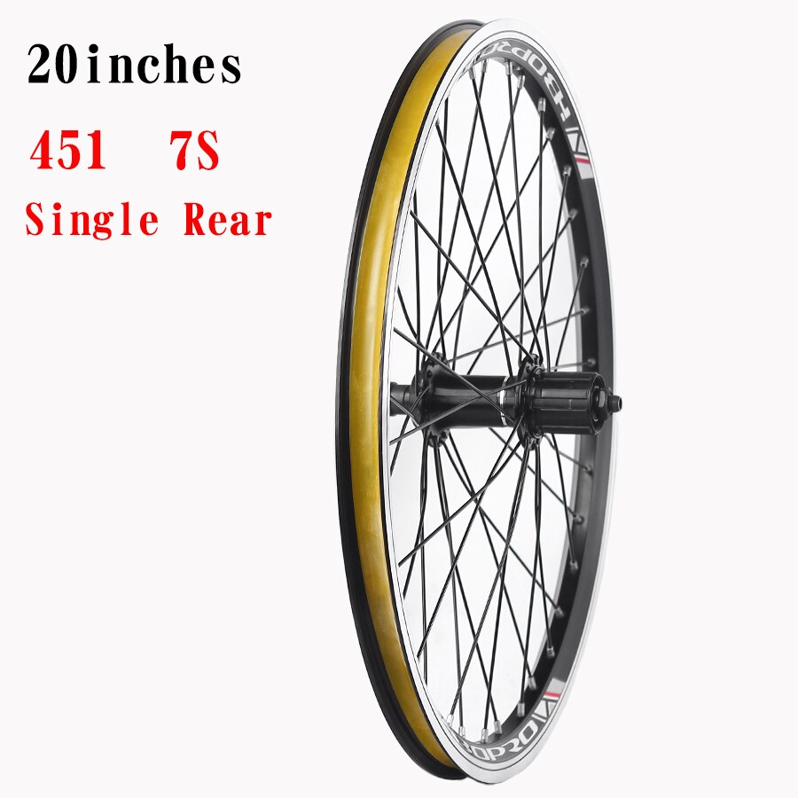 20inch Folding Bike Wheel Rims 451 406 Aluminum alloy RM30 100/135mm 2bearing Wheelset V brake 32H 7-10speed Bicycle wheels: 451Rear 7S