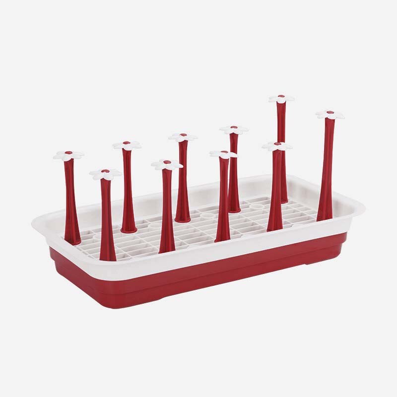 Baby Bottle Drying Rack Countertop Drying Escorredor De Mamadeira Drying Rack For Babies Bottle Drainer Dryer Cleaning Dryer: Red Square