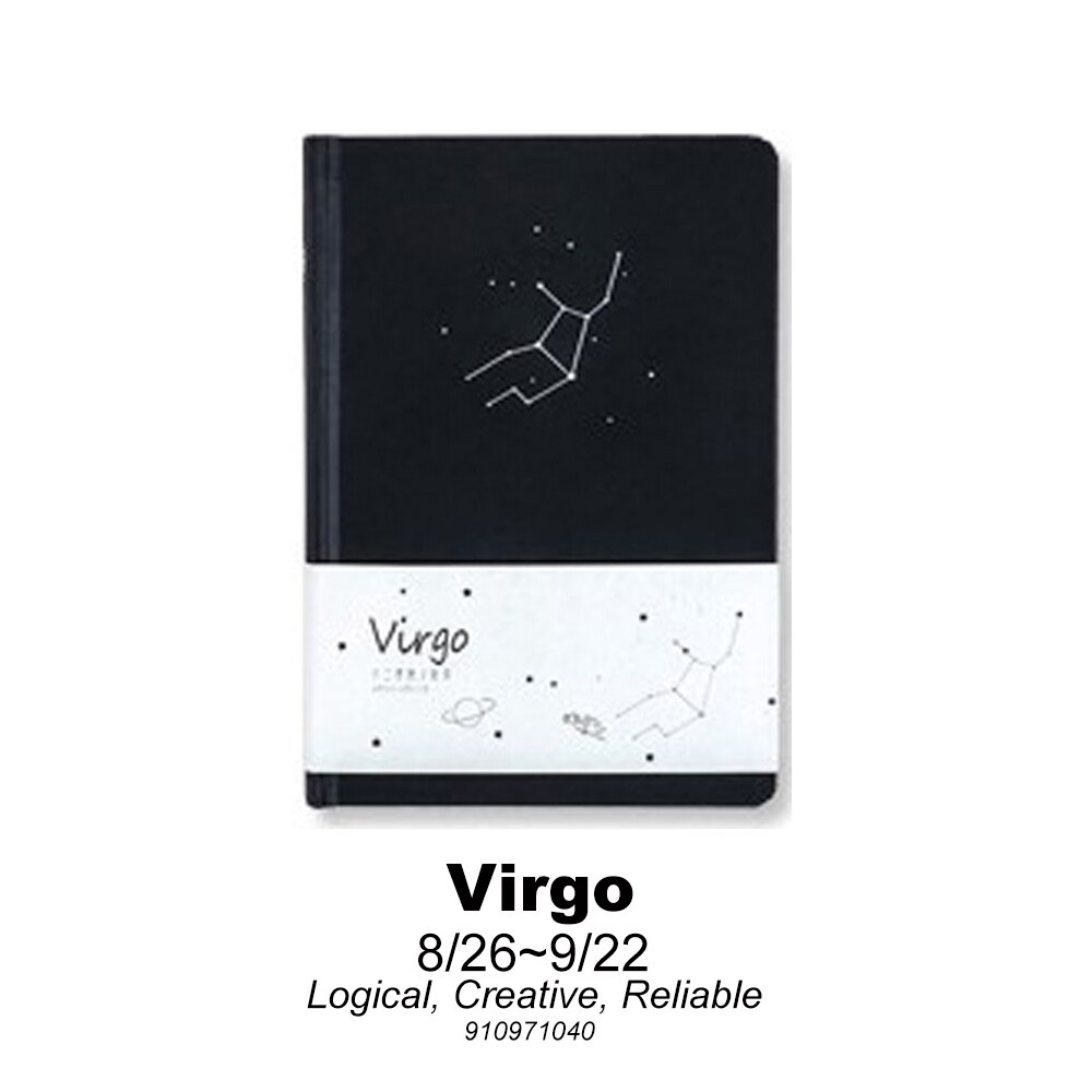 Simple Twelve Constellation A5 study Notebook Art Student Classroom Notepad Black Inner Core Dot Matrix Blank Lattice Book: Virgo