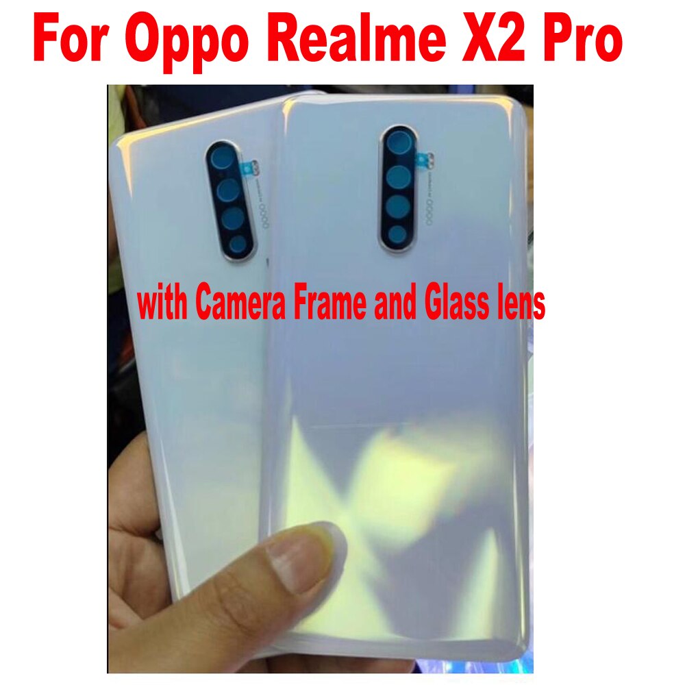 Paras takakannen akkukotelon oven takakotelo kamerakehyksen lasilinssillä + liima oppo realme  x2 pro -kuorelle