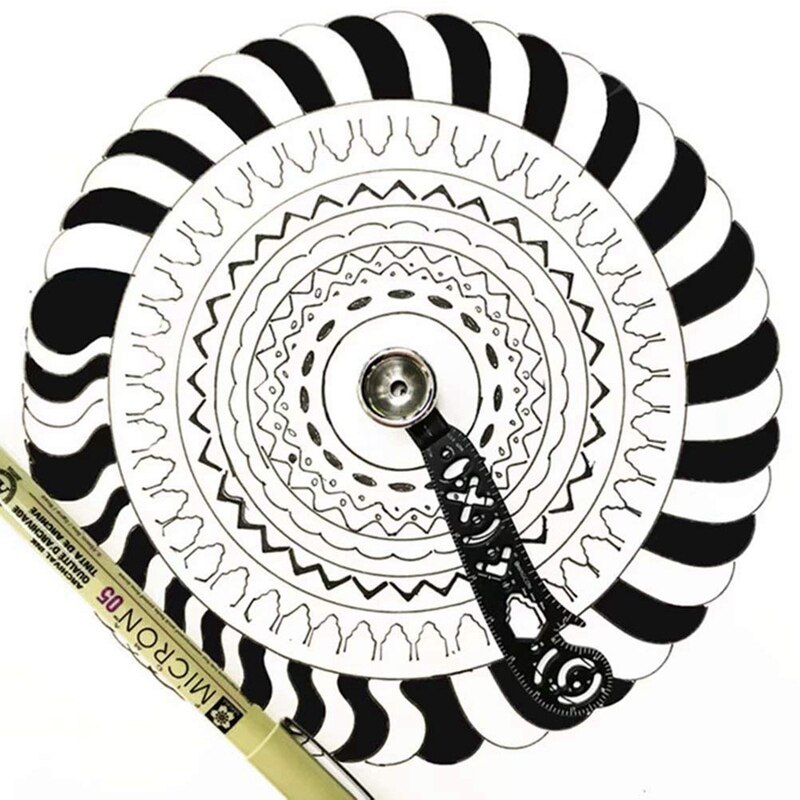 Multi-Function ,Versatile Drawing Tool,Curved Ruler Mini Compass Protractor Combo Patterns for Notepad Designers Artist