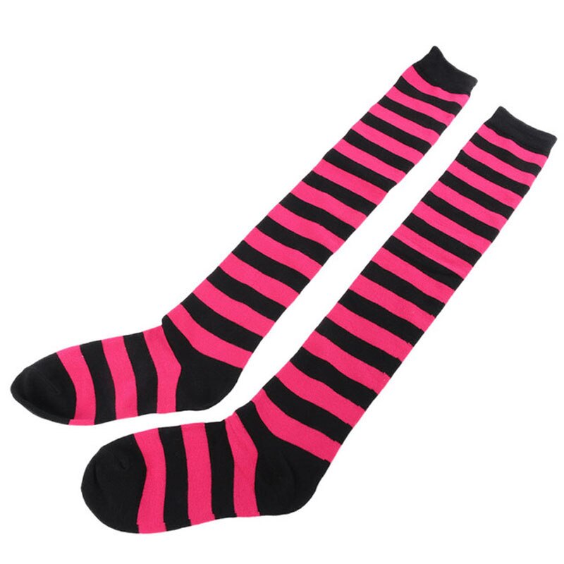 Kobiety dziewczęta na podkolanówki zakolanówki długie, w paski pończochy 11 kolorów: róża