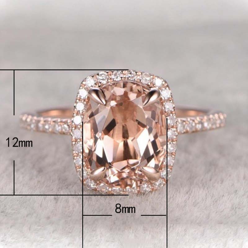 Fyrkantig sten förlovningsring kvinnor bröllop band roséguld färg klar zirconia kvinnlig finger ring fest prinsessa smycken 222