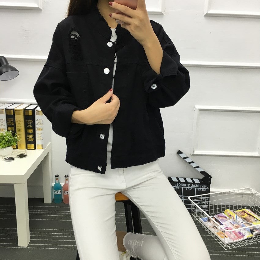 Demin jacket Women white Black Denim Jacket Spring Jeans Coat Casual Harajuku Streetwear Female Vintage Jeans Coat