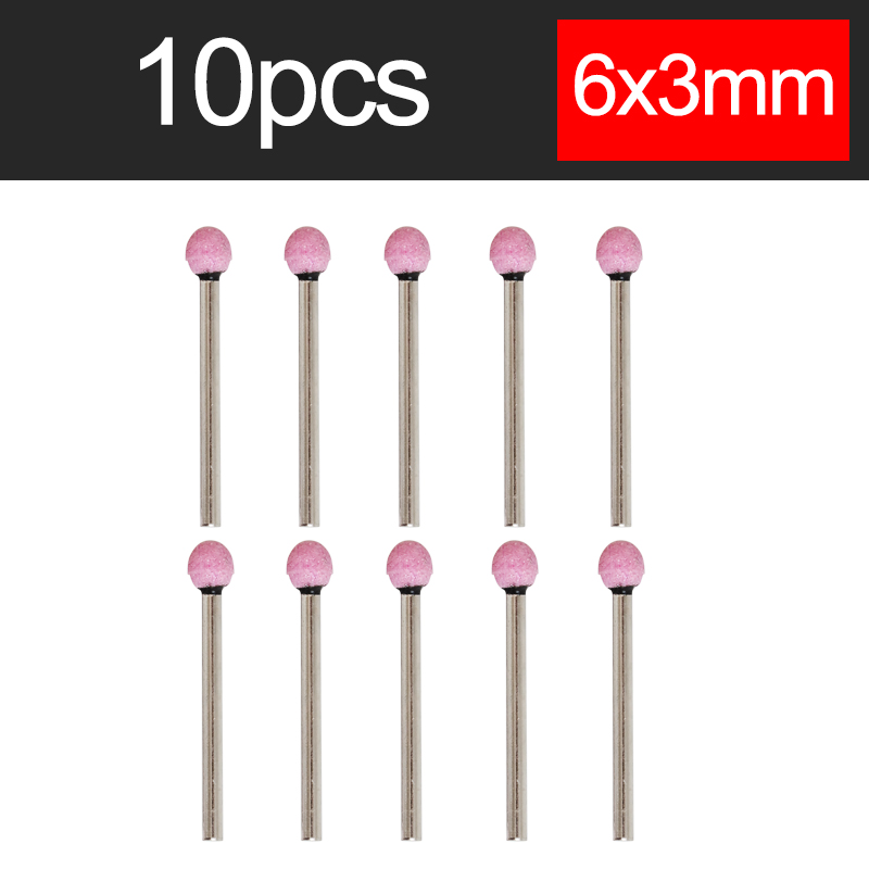 10pcs Ceramic Grinding Head Ball-type Polishing Abrasive Wheel for Rotary Tools Accessary 3mm Shaft Mounted: Red