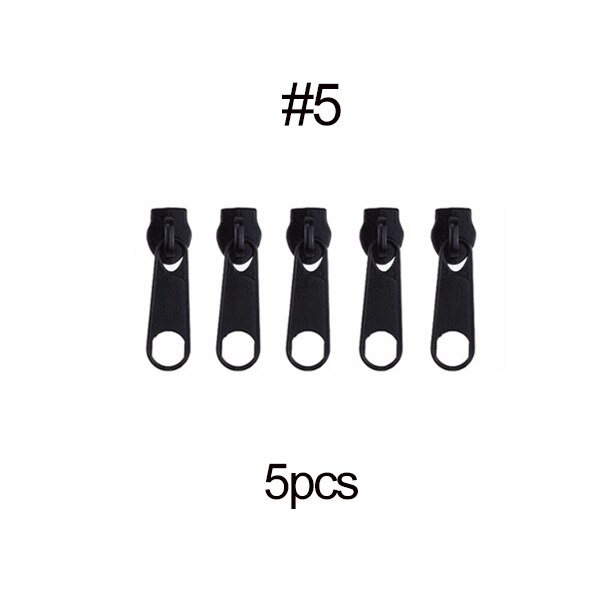 5pcs #3 #5 #8 #10 Fix Zipper DIY Zip Slider Repair Kit For Zip Fastenings Sewing Tailor Tools Clothing Accessories: 5pcs Black 5(6mm)