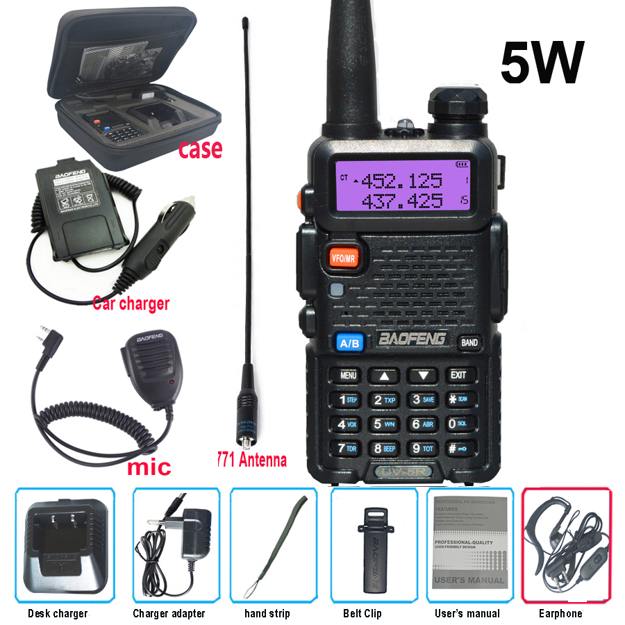 Baofeng UV-5R Walkie Talkie 5W Dual Band Ham Two Way Radio UV 5R Vhf Uhf FM Radio Handheld Hunting Transceiver Two-Way UV5R: Brown