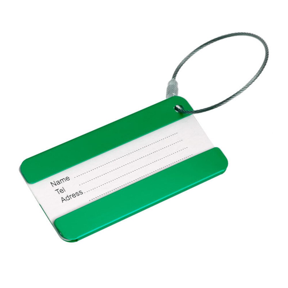 1 PC Reizen Bagage Label Riemen Koffer Naam ID Adres Tags Bagage Tags Travel Accessoires aluminium Funky: green