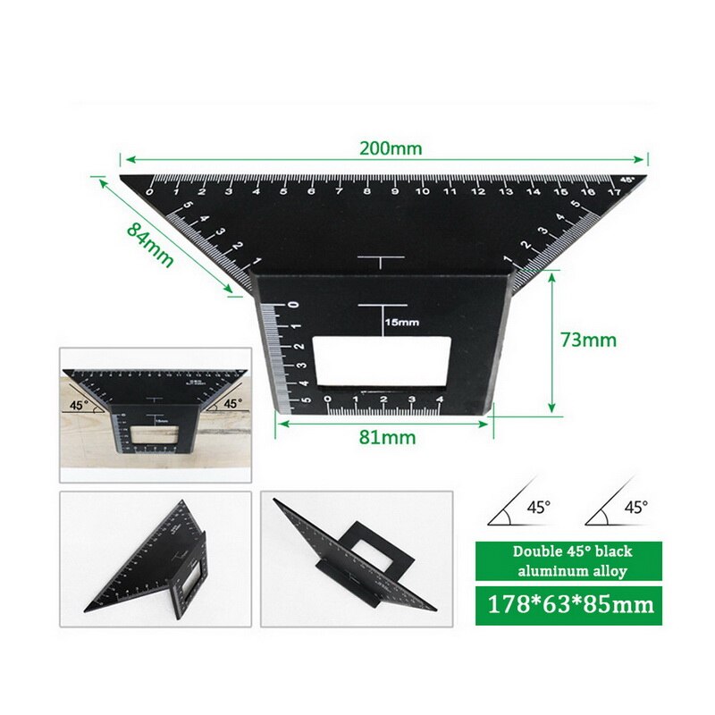 7" Ruler Carpenter Square Speed Square Layout Tool Measurement Tool Square Ruler Aluminum Alloy Ruler: D