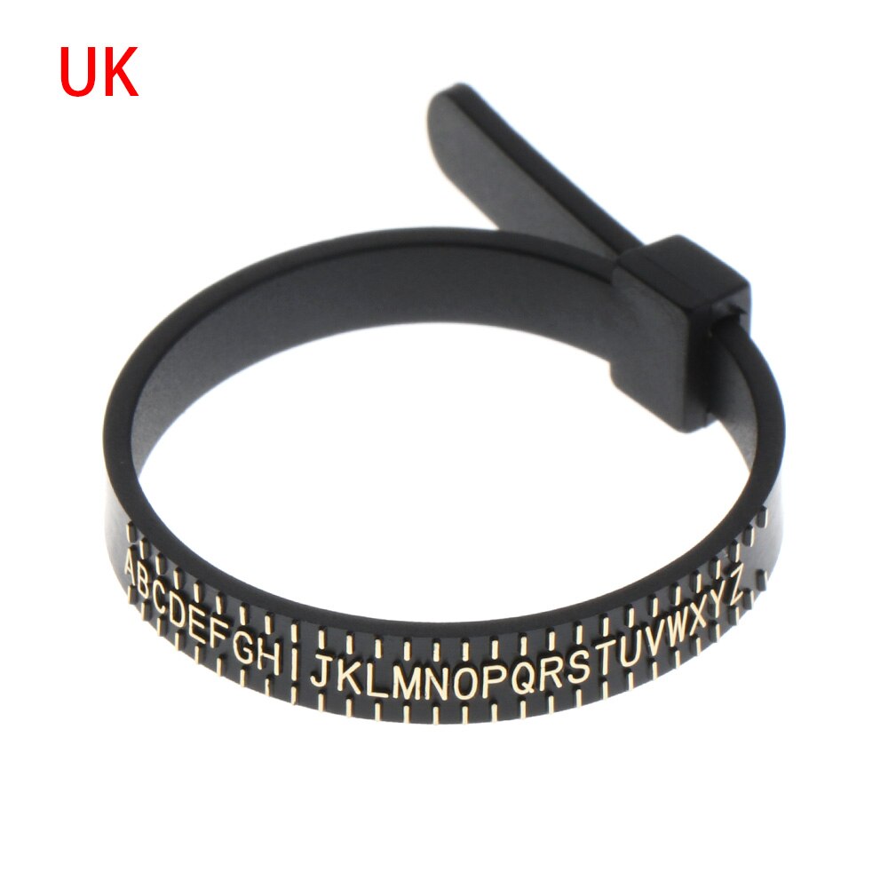 1Pc Ring Sizer UK/US/EU/JP Wedding Official Finger Measure Gauge Men and Womens Sizes A-Z Jewelry Accessory Measurer: Black-UK