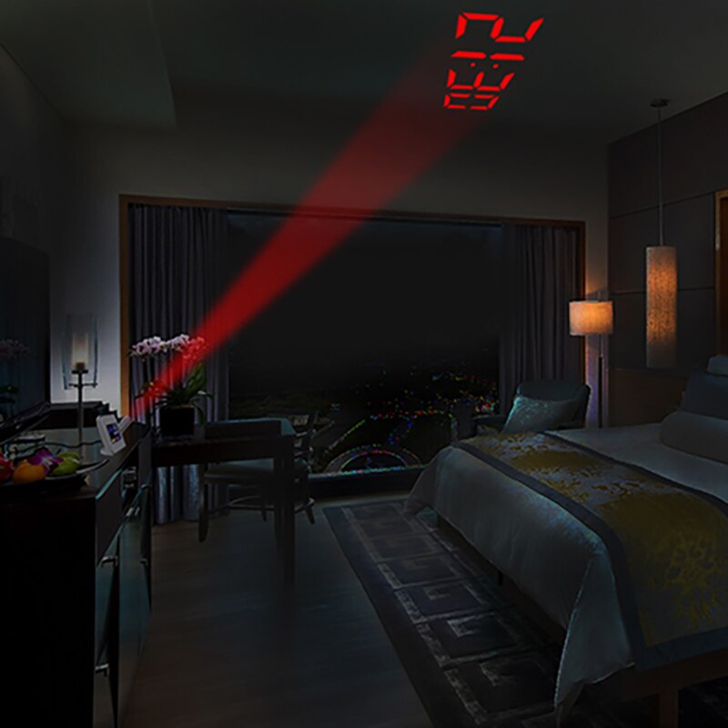 1Pcs Time Watch Multi Function Digital Alarm Clocks Color Screen Desktop Clock Display Weather Calendar Time Projection