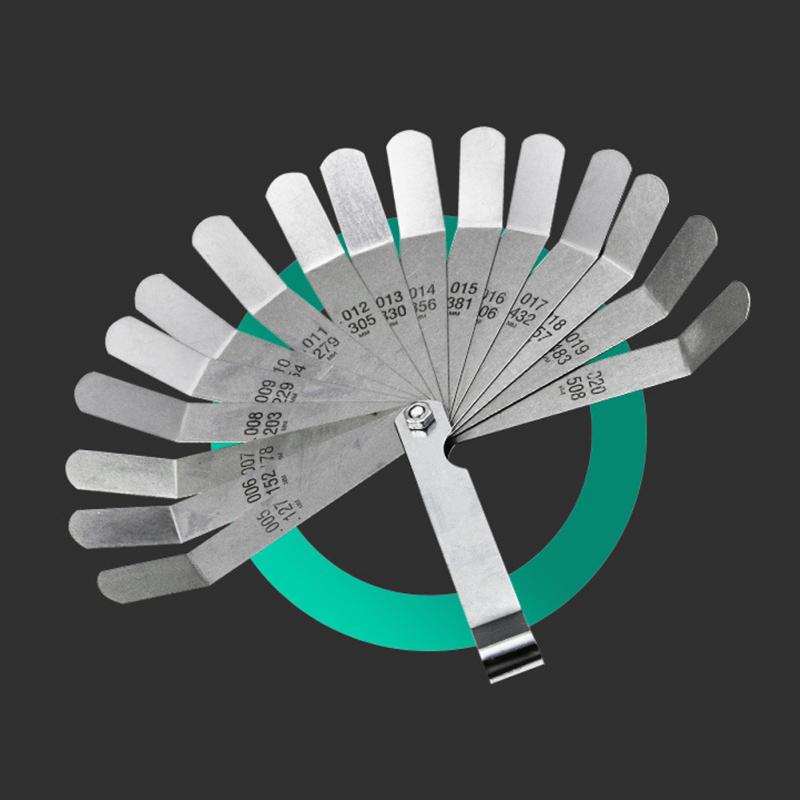 16 Blades Feeler Gauge Metric Imperial Railway High Precision Stainless Steel Gap Filler Thickness Curved Measurement Tool