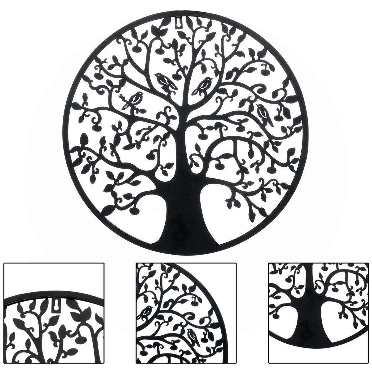 51cm Tree of Life Iron Art Home Hanging Ornament Nordic 3D Iron Tree Round Wall Hanging Decorations Art Home Wall Decoration