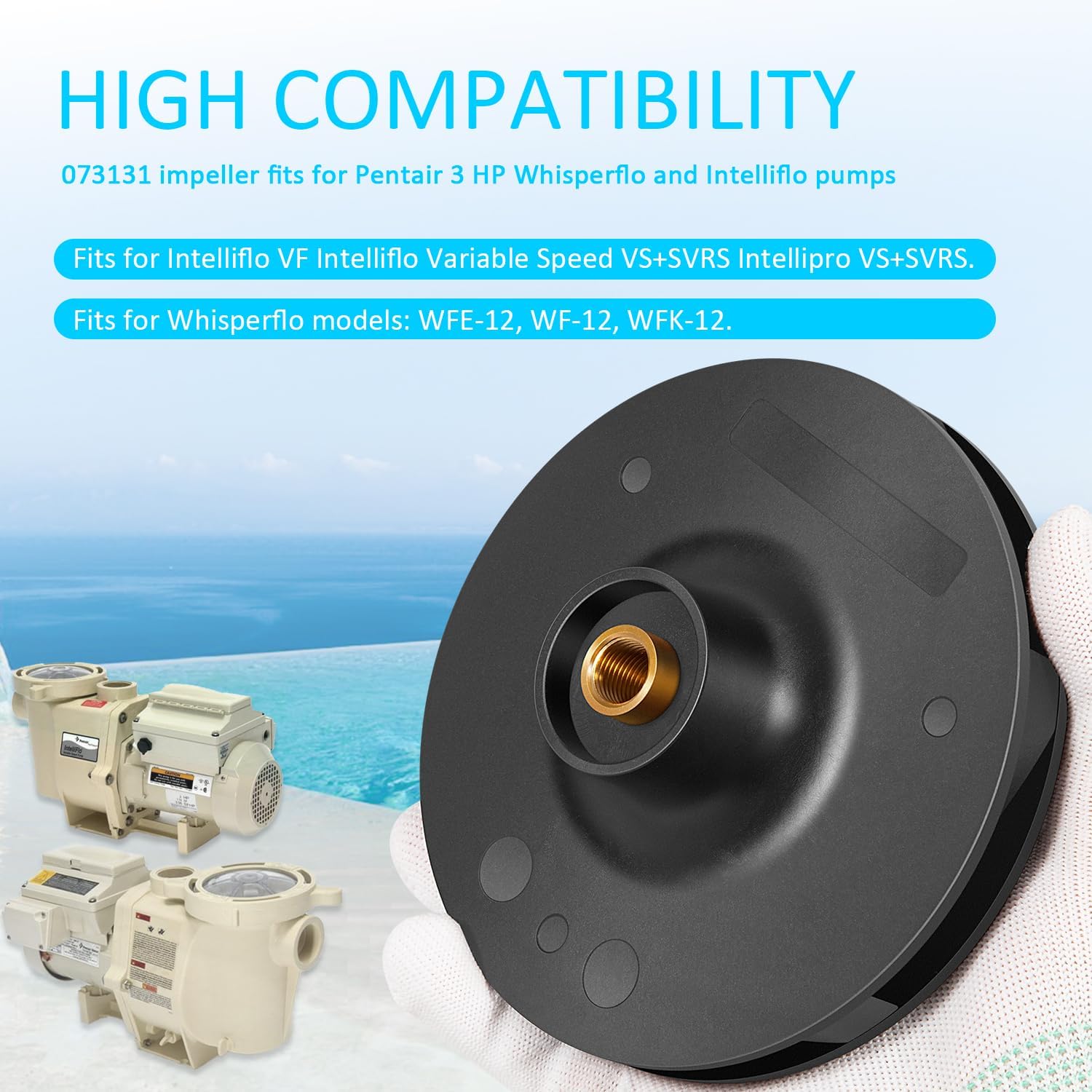 073131 Laufradersatz für WhisperFlo 1000-Serie Inground-Pool- und Spa-Pumpe, für 3 PS Whisperflo- und Intelliflo-Pumpen