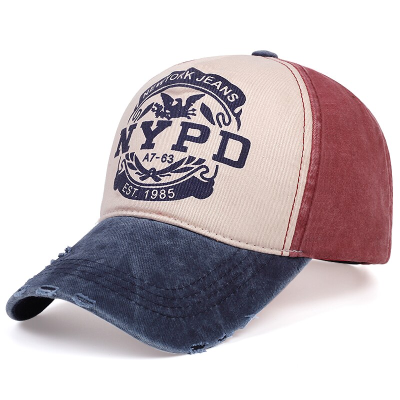NYPD stampa Cappello Da Baseball EST 1985 Cotone Lavato cappello papà cappelli di sun di modo Regolabile Hip-hop cap Uomo Donna snapback Cappellini gorras: navy wine red