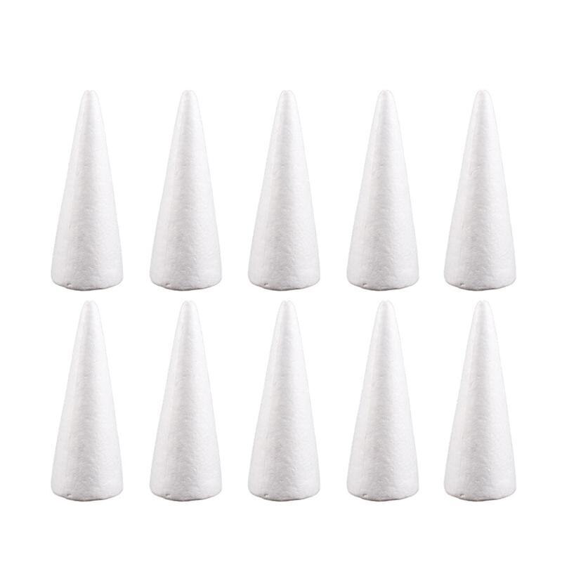 White Solid Foam DIY Cone Children Handmade Craft Cone Accessories for Home Craft Christmas: 10pcs 18.5cm