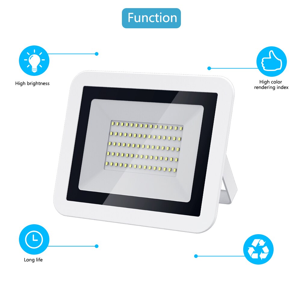 Led projektør vægreflektor led lampe 10w 20w 30w 50w 100w vandtæt udendørs  ac 220v spot til haven firkantet projektør