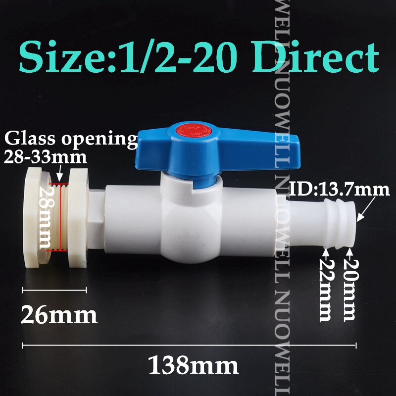 1Set 1/2 &quot;3/4 4-25Mm Aquarium Pagode Connector Combinatie Valve Aquarium Afvoer Joint Aquarium slang Drainage Accessoires: 1l2-20