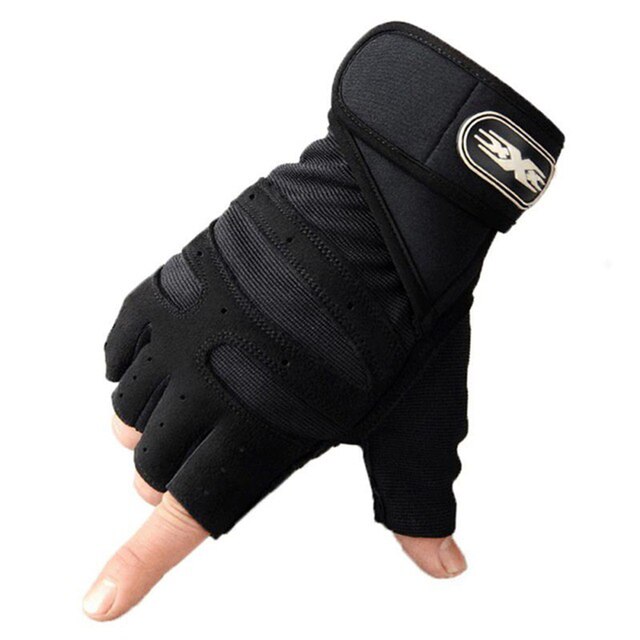 Gym handsker fitness vægtløftning handsker bodybuilding træning sport motion sport træning handske til mænd kvinder m / l / xl: Sort / L