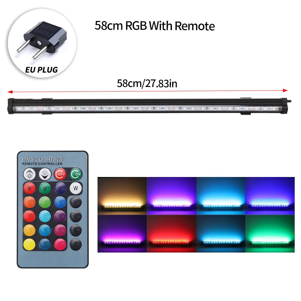 12-46CM 5050 RGB LED Aquarium Light Fish Tank Submersible Light Aquatic Air Bubble Oxygenation Lamp EU US Plug: SZD-A60RM-EU