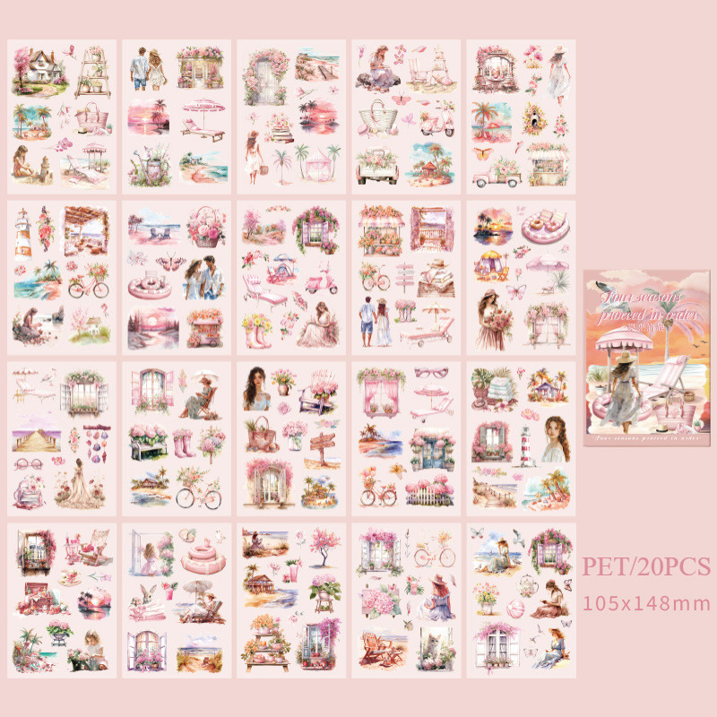 Journamm 20 hojas de pegatinas para mascotas serie de temporada pegatinas de decoración para mascotas diario chica Material de álbum de recortes decoración álbum pegatinas de papelería: Blanco
