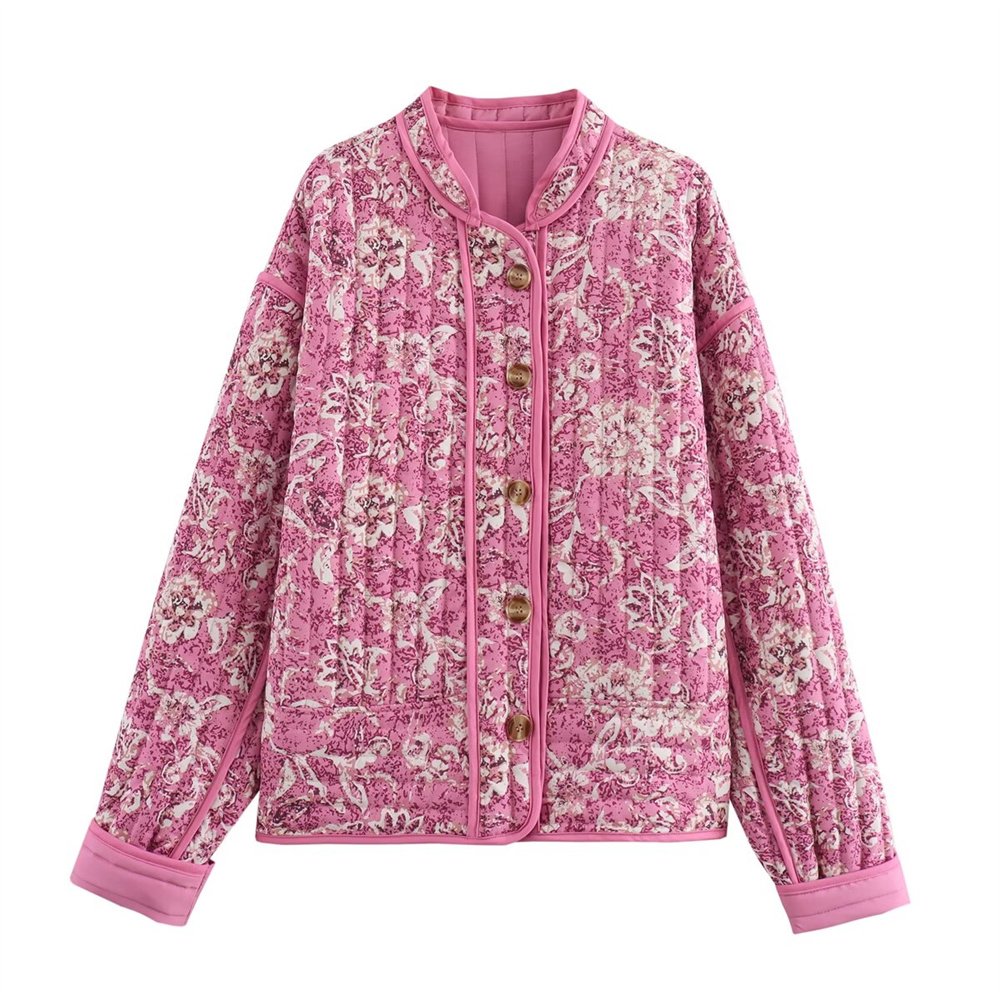 Neue modische und vielseitige langärmelige, lockere und schlankmachende bedruckte Baumwolljacke für Damen Ich bin europäischen und amerikanischen Stil 2024.: M