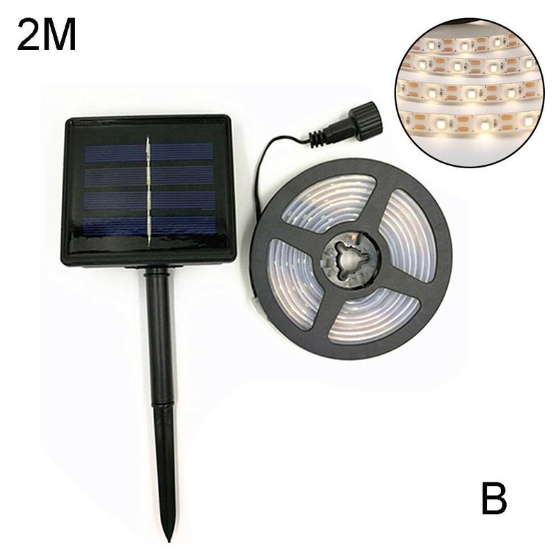 Solar Powered 3/4/5/10M Strip Light Outdoor RGB 2835 Backlight Tape Ribbon Decor LED Flexible Garden Strip Lighting Waterpr U6S2: 2M3000K