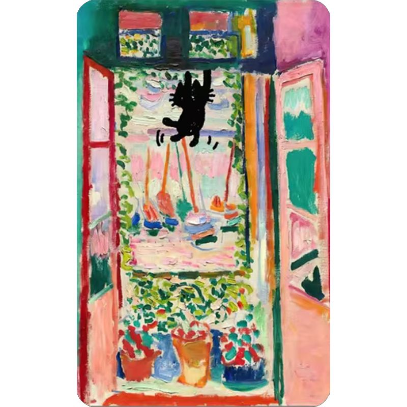 Funny Art Matisse Monet Black Cat Van Gogh Refrigerator Magnet,suitable for Home Kitchen,refrigerator Wall Door,officedecoration: black