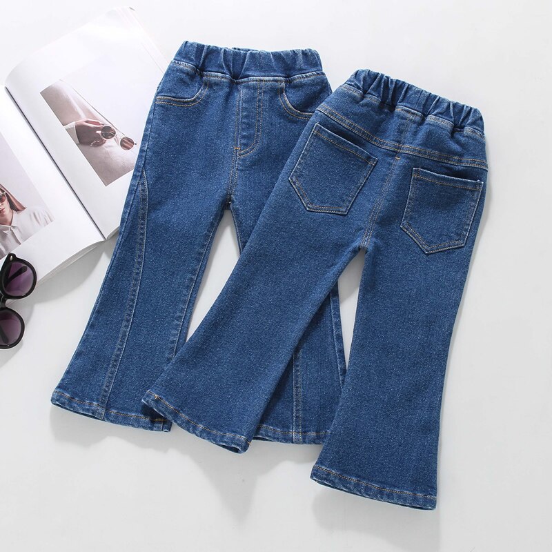 Ienens 2-6Y Kids Jeans Meisjes Denim Broek Lichte Kleur Liefde Jeans Lente Meisje Lange Broek Slim Bottoms Kinderkleding: Style 4-Blue / 6-7T