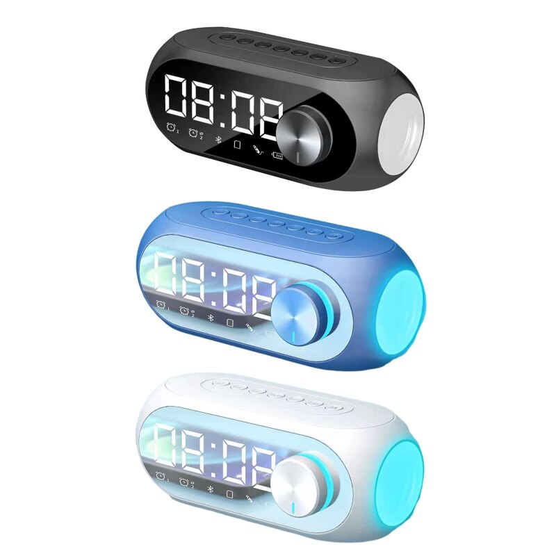 4 in 1 Wireless Alarm Clock Speaker LED Charging Speaker Bedside Bedroom Clock Dec 21