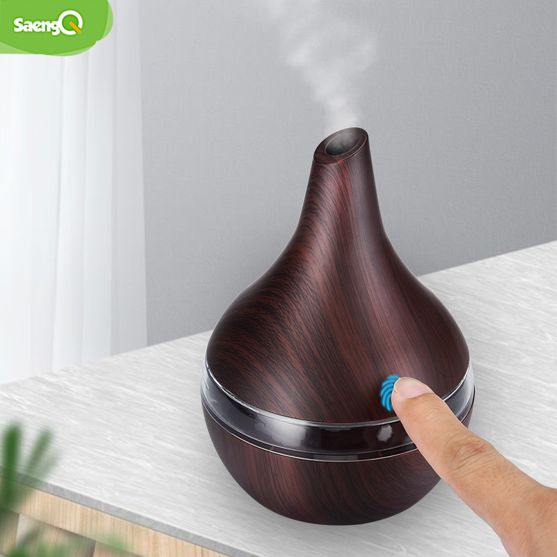 SaengQ-humidificador de aire eléctrico, difusor de aroma ultrasónico por aceites esenciales, en color madera, para aromaterapia en hogar