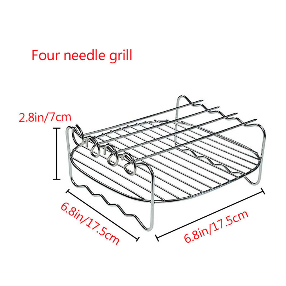 Non-stick rostfritt stål grilltillbehör kyckling anka hållare grillställ grillställ stek revben dubbel lager galler grillspett bakplåt