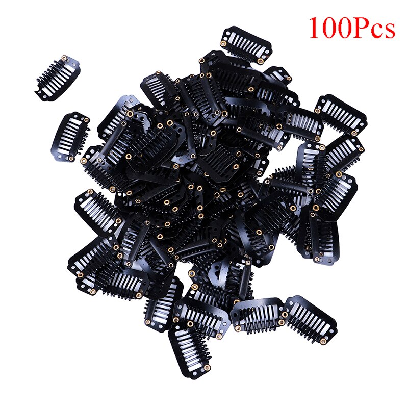 10/100 kpl 2.8cm u-lankamallista pidikettä, mustat peruukkikammat, metalliset kumiset peruukkipidikkeet hiustenpidennyksiin