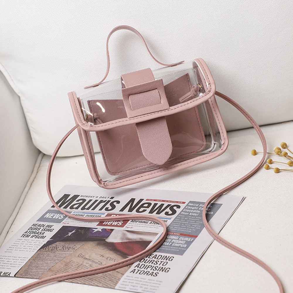 Nouvelle dames gelée transparente petit sac femmes grande boucle sac à bandoulière sacs à bandoulière voyage sac à main pour femmes: Rose