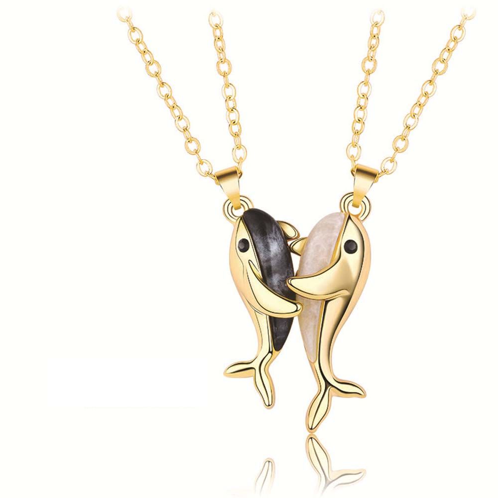 2 Stuks Paar Little Vinger Greep Handen Ketting Bijpassende Lover Promise Magnetische Dolfijn Vriendschap Ketting Valentijnsdag Sieraden: 10