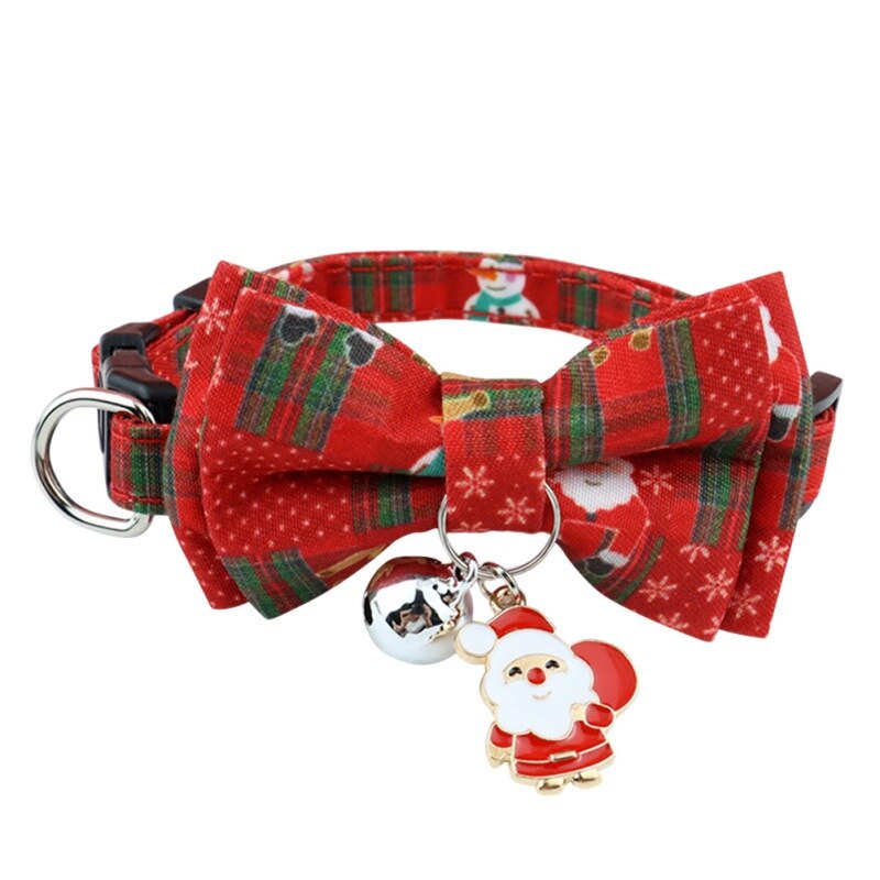 Jul hund katthalsband justerbara halsband utbrytning med bell rosett knut valp kattunge bowtie hund klär ut: R